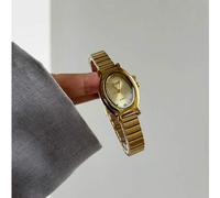 Shein 1 pieza Reloj de cuarzo con correa de nudo de bambú dorado para mujer, casual y de moda, estilo retro, adecuado para uso diario, mejor opción de regal