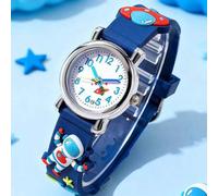 Shein 1 pieza Reloj de cuarzo con patrón de astronauta y platillo volador, favorito de los niños, adecuado para decoración diaria o como regalo para niños