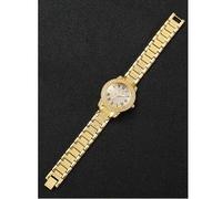 Shein 1 pieza Reloj de cuarzo con pavé de cristales de imitación en color oro, estilo romano de hip hop, regalo para niños, accesorio diario seleccionado pa