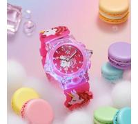 Shein 1 pieza Reloj de cuarzo luminoso de unicornio 3D lindo de silicona, adecuado para el campus, regalo de cumpleaños, regalo de Halloween, Día del Solter