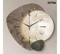 Shein 1 pieza Reloj de pared de bloque de planeta texturizado 2D y colorido, movimiento de cuarzo súper silencioso sin sonido de tic tac, adecuado para deco