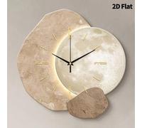 Shein 1 pieza Reloj de pared de madera con planeta 2D texturizado, movimiento de cuarzo súper silencioso sin sonido de tic tac, adecuado para decorar la sal