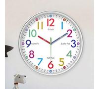 Shein 1 pieza Reloj de pared numérico colorido para enseñar la hora, aprende a decir la hora, reloj de aprendizaje silencioso redondo de 8-12 pulgadas, a pi