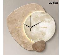 Shein 1 pieza Reloj de pared plano 2D con textura y bloques de color en la superficie del planeta, movimiento de cuarzo súper silencioso, sin tic tac, adecu