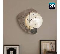 Shein 1 pieza Reloj de pared silencioso con sombra plana del planeta 2D, movimiento de cuarzo súper silencioso, sin sonido de tic-tac, adecuado para decorar