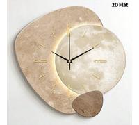 Shein 1 pieza Reloj de pared silencioso con textura y bloques de color de superficie plana del planeta 2D, movimiento de cuarzo súper silencioso, sin sonido