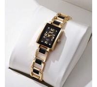 Shein 1 pieza Reloj de pulsera de cuarzo con esfera cuadrada y banda metálica clásica para mujer, diseño minimalista, no incluye caja de reloj