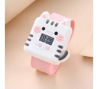 Shein 1 pieza Reloj de pulsera infantil minimalista con diseño de patrón de dibujos animados lindos, de color macaron, de silicona y cuarzo electrónico, ade