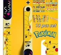 Shein 1 pieza Reloj digital LED de Pokémon + 12 piezas Pulsera de golpe de Pokémon, Set de regalo de 13 piezas para niños. Reloj de dibujos animados lindo y