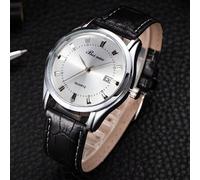 Shein 1 pieza Reloj para hombres, de lujo, clásico y de negocios, con calendario, correa casual, reloj de cuarzo para hombres, Set de regalo de relojes para