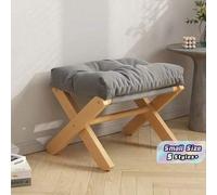 Shein 1 pieza Reposapiés de madera plegable pequeño y transpirable estilo playa con cojín para sala de estar, decoración del hogar, ligero y portátil, para
