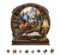 Shein 1 pieza Rompecabezas asimétrico de madera Train Within The Book, juguete de rompecabezas 2D con forma de animal para niños y adultos. Juego educativo,