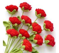 Shein 1 pieza Rosa roja hecha a mano de 12.59 pulgadas, flor de rosa de seda artificial con tallo, rosa falsa de tallo largo, adecuada para dormitorio, sala