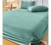 Shein 1 pieza Sábana ajustada de terciopelo de cristal, ropa de cama verde, protector de colchón, cubierta de cama, cubierta de colchón suave y cómoda, bols