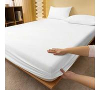 Shein 1 pieza Sábana ajustada de unicolor, protector de colchón, funda de colchón para cama, sábana ajustada de bolsillo profundo, suave y transpirable, par