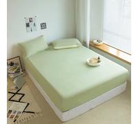 Shein 1 pieza Sábana ajustada de unicolor, protector de colchón, funda de colchón para cama, sábana ajustada de bolsillo profundo, suave y transpirable, par