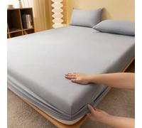 Shein 1 pieza Sábana ajustada de unicolor, protector de colchón, funda de colchón para cama, sábana ajustada de bolsillo profundo, suave y transpirable, par