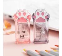 Shein 1 pieza Sacapuntas con diseño de pata de gato al azar, sacapuntas básico multifuncional lindo y práctico para estudiantes. Sacapuntas manual con diseñ