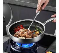 Shein 1 pieza Sartén antiadherente de acero inoxidable con diseño de panal para cocina del hogar, Tamaños 20, 22, 24, 26, 28, 30cm, Adecuado para filetes, h