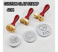 Shein 1 pieza Sello de cerámica personalizado de 3cm/4cm/5cm, sello de cerámica personalizado, sello de arcilla personalizado, regalo del Día de Navidad par