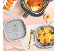 Shein 1 pieza Sencillo forro de freidora de aire gris, olla de freidora de aire de silicona para la cocina casera, revestimientos de freidora de aire, papel
