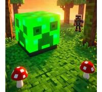 Shein 1 Pieza Serie de Edición Conmemorativa Luz Nocturna de Pixel de Mineral de Minecraft - Signo de Interrogación/TNT/Cerdo Rosa/Creeper/Hierba/Calabaza,