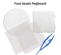Shein 1 pieza/Set, 2 piezas/Set Tablero de clavijas cuadrado/redondo de 5mm para cuentas de fusión, Tablero Hama transparente de plástico para cuentas Perle