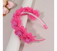 Shein 1 pieza/Set de 4 piezas Diademas para niños con flores de unicolor, Bandas para el cabello con flores de rosa de gasa, Accesorios de moda para el cabe