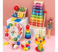 Shein 1 pieza/Set de 5 piezas Juguetes de rompecabezas geométricos de madera para decoración navideña, para el reconocimiento de colores y formas y la educa