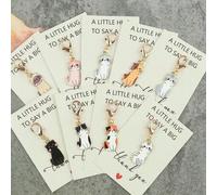 Shein 1 pieza/Set de 9 llaveros de gato lindos, viene con tarjeta de agradecimiento, regalo de bolsillo portátil de gato, ideal para maestros, familia, amig