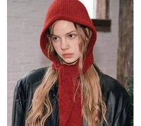 Shein 1 pieza/Set Gorro de lana de una sola pieza con estampado de Caperucita Roja para mujer, para otoño/invierno, de tela de punto retazos, para usar al a