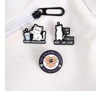 Shein 1 pieza/set Los horrores persisten pero yo también lo hago Alfileres de esmalte con gato Gato olvidadizo Vine, vi y olvidé lo que estaba haciendo Broc