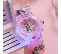 Shein 1 pieza/Set Reloj de cuarzo con correa de silicona con estampado 3D de unicornio adorable para niños, adecuado como regalo de cumpleaños, regalo para