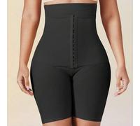 Shein 1 pieza Shapewear de control de abdomen y cintura alta de color albaricoque para mujer, con hebilla central frontal, ajustable, con efecto de cintura