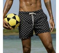Shein 1 pieza Shorts casuales de playa con estampado todo sobre y cordones al frente para hombres, traje de baño a juego para parejas de vacaciones, estilo