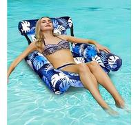 Shein 1 pieza Silla de hamaca flotante para piscina, silla de hamaca inflable para adultos, cama flotante para piscina, sofá flotante para piscina con estam