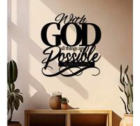 Shein 1 pieza "Sobre mí y mi casa, serviremos al Señor" - Arte de pared metálico inspirador, decoración religiosa con placa de poesía, decoración única para