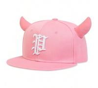 Shein 1 pieza Sombrero de cubo gótico con bordado de letras para hombres, estilo hip hop, con correa ajustable para uso al aire libre, protección solar y us