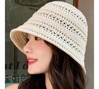 Shein 1 pieza Sombrero de pescador de mujer de moda bohemio con bordado de letra de triángulo invertido París Milán hecho a mano a ganchillo, adecuado para