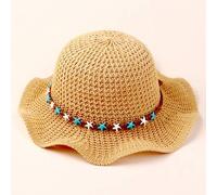 Shein 1 pieza Sombrero de sol de punto transpirable de ala ancha para bebé/niña pequeña/niña, adecuado para primavera, verano, otoño, playa, a prueba de vie