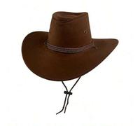 Shein 1 pieza Sombrero de vaquero unisex estilo occidental, sombrero de vaquero de ala ancha con protección solar y correa para la barbilla, estilo american