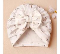 Shein 1 pieza Sombrero elástico suave acanalado con estampado floral pequeño, apto para niños de 1 a 3 años, para todo el año