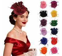 Shein 1 pieza Sombrero Fascinador de Flor para Mujer de Sinamay y Plumas para Fiesta de Té, Derby, Boda, Diadema y Clip, Sombreros Pequeños, Mini Gorra, Min