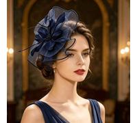 Shein 1 pieza Sombrero fascinador de mujer con plumas exageradas y malla de unicolor, estilo Kentucky Derby, sombrero redondo mini, adecuado para fiestas de