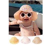 Shein 1 PIEZA Sombrero reversible para niños pequeños con factor de protección solar UPF50+, un lado con estampado floral diminuto y el otro lado de un solo