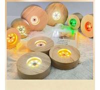 Shein 1 pieza Soporte de exhibición de madera LED, soporte de exhibición de arte de cristal 3D de resina, difusor de fragancia decorativo, luz cálida, luz b