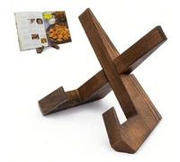 Shein 1 pieza Soporte de madera para recetas, bandeja de té, estante para libros y tapas de ollas, soporte de exhibición de madera, estante de apoyo casual,