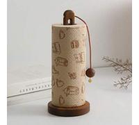 Shein 1 pieza Soporte de papel de seda de madera de rosa, estilo de sobremesa, estante para rollo de papel, dispensador vertical de rollo de papel, adecuado