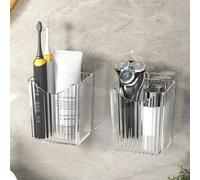 Shein 1 pieza Soporte de pared para baño montado para cepillo de dientes, pasta de dientes, peine, afeitadora, etc., accesorios de baño, estantería de baño,