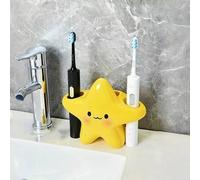 Shein 1 pieza Soporte para cepillo de dientes con forma de estrella linda para niños, un estante de almacenamiento de baño independiente con diseño de cara